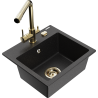 Mexen Milo 1-bowl granite sink with Duero kitchen tap, black/silver metallic - 6505-73-671600-50