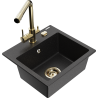 Mexen Milo Einbauspüle Granit 1-Becken mit Küchenarmatur Duero, schwarz/silber metallic - 6505-73-671600-50