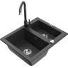 Mexen Carlos fregadero de granito 1,5 compartimentos con grifo de cocina Telma, negro moteado - 6518-76-670200-76