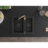 Mexen Carlos fregadero de granito de 1,5 cubetas con grifo de cocina Telma, negro - 6518-77-670200-50