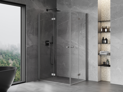 Mexen Mist-F Duo opklapbare douchecabine links 85 x 70 cm, transparant, gun metal - 8A6-085L-070P-95-00