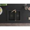 Mexen Carlos granite sink 1.5-bowl with Telma kitchen tap, black - 6518-77-670200-50-B