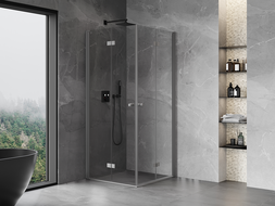 Mexen Mist-F Duo cabina doccia pieghevole 80 x 80 cm, trasparente, gun metal - 8A6-080L-080P-95-00