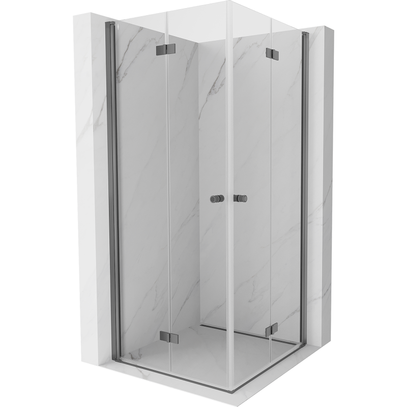 Mexen Mist-F Duo cabine de duche dobrável 80 x 80 cm, transparente, metal cinzento - 8A6-080L-080P-95-00