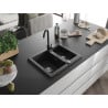 Mexen Carlos granite sink 1.5-bowl with Telma kitchen tap, black - 6518-77-670200-70