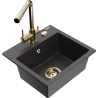 Mexen Milo Granite Sink 1-Bowl with Duero Kitchen Tap, Black Speckled - 6505-76-671600-50