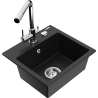 Mexen Milo 1-bowl granite sink with Duero kitchen tap, black - 6505-77-671600-00