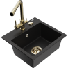 Mexen Milo granite sink 1-bowl with Duero kitchen tap, black - 6505-77-671600-50