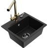 Mexen Milo 1-bowl granite sink with Duero kitchen tap, black - 6505-77-671600-50-B