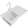 Mexen Cesar fregadero de granito de 1 seno con escurridor y grifo de cocina Duero, blanco - 6514-20-671600-20