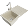 Mexen Cesar Granitspüle 1-beckig mit Abtropffläche und Küchenarmatur Duero, beige - 6514-69-671600-00
