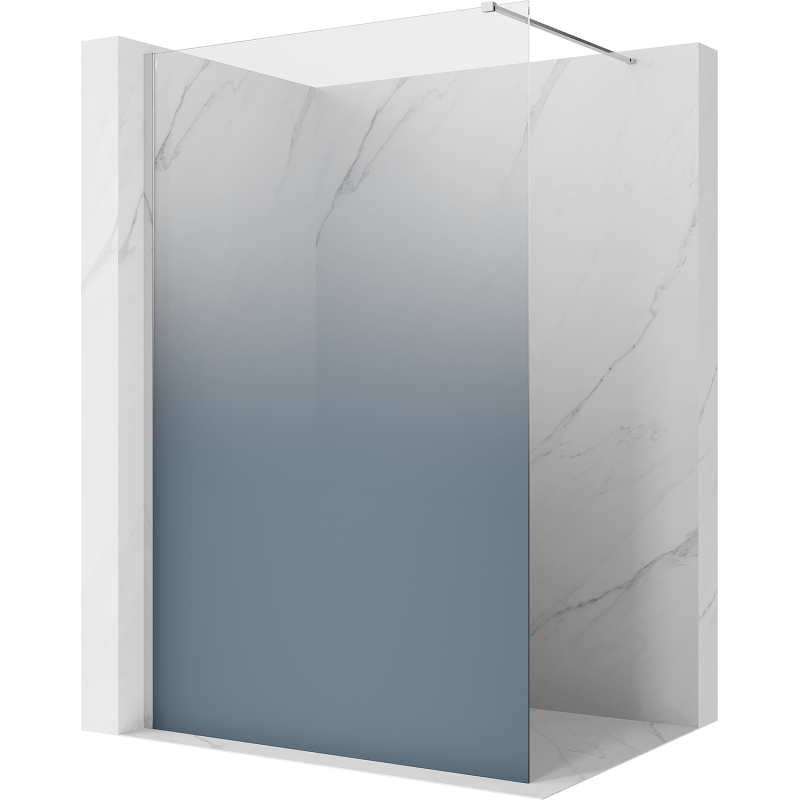 Mexen Kioto ścianka prysznicowa Walk-in 150 x 200 cm, ombre niebieska 8 mm, chrom - 800-150-101-01-46