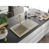 Mexen Cesar granitspüle 1-becken mit abtropfbrett und küchenarmatur Duero, beige - 6514-69-671600-50
