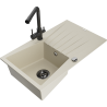 Mexen Cesar fregadero de granito de 1 cubeta con escurridor y grifo de cocina Duero, beige - 6514-69-671600-70