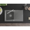 Mexen Cesar granite kitchen sink 1-bowl with drainer and Duero kitchen tap, grey - 6514-71-671600-00