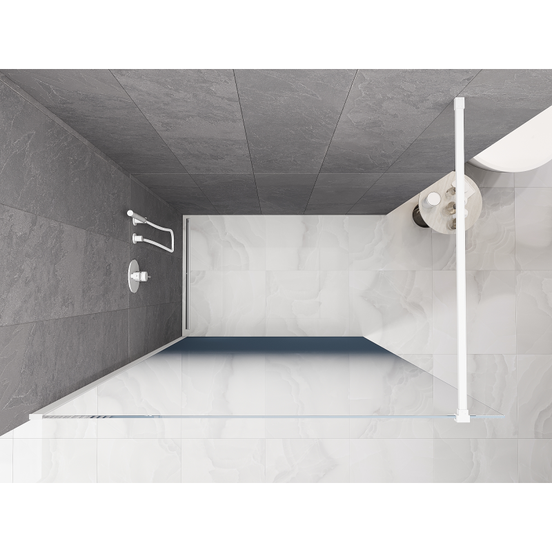 Mexen Kioto ścianka prysznicowa Walk-in 90 x 200 cm, ombre niebieska 8 mm, biała - 800-090-101-20-46