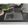 Mexen Cesar granite kitchen sink 1-bowl with drainer and Duero kitchen tap, grey - 6514-71-671600-00