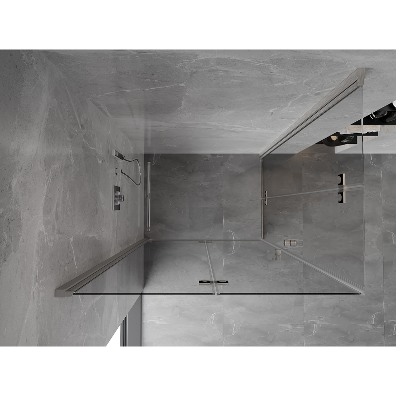 Mexen Mist-F Duo opklapbare douchecabine links 85 x 70 cm, transparant, geborsteld nikkel - 8A6-085L-070P-97-00