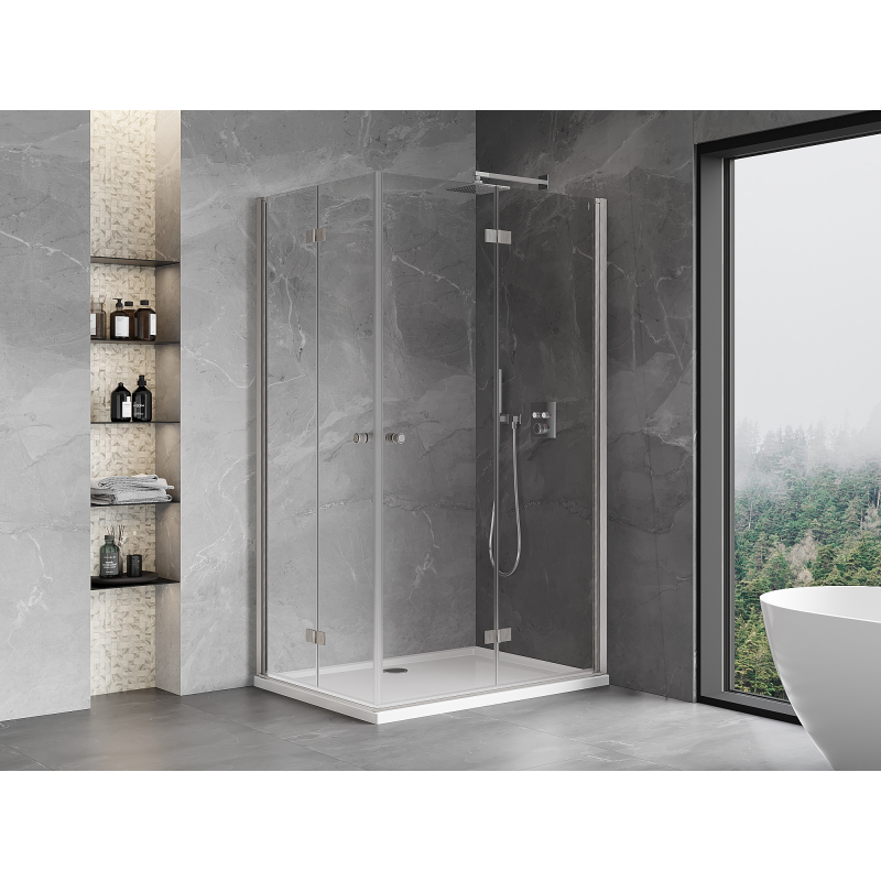 Mexen Mist-F Duo cabina de ducha plegable derecha 70 x 80 cm, transparente, níquel cepillado - 8A6-070L-080P-97-00