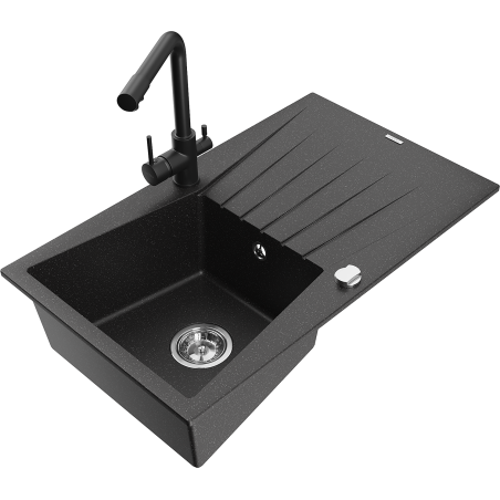 Mexen Cesar granit Toop an 1-Lach mat Ofreech an Kichekrahn Duero, schwaarz/sëlwermetallic - 6514-73-671600-70