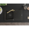 Mexen Cesar granitische spoelbak met 1 bak, afdruipplaat en keukenkraan Duero, zwart/goud metallic - 6514-75-671600-50-B