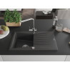 Mexen Cesar granit gootsteen 1-komorige met afdruiprek en keukenkraan Duero, zwart met spikkels - 6514-76-671600-00