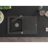 Mexen Cesar fregadero de granito 1 cubeta con escurridor y grifo de cocina Duero, negro moteado - 6514-76-671600-76