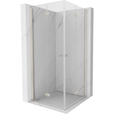 Mexen Mist-F Duo klappbare Duschkabine 105 x 105 cm, transparent, gebürsteter Nickel - 8A6-105L-105P-97-00