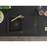 Mexen Cesar Évier en granit 1 bac avec égouttoir et mitigeur de cuisine Duero, noir - 6514-77-671600-50-B