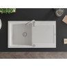 Mexen Leo granite kitchen sink 1-bowl with drainer and kitchen faucet Telma, white - 6501-20-670200-00