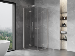 Mexen Mist-F Duo cabine de douche pliable 115 x 115 cm, transparent, nickel brossé - 8A6-115L-115P-97-00