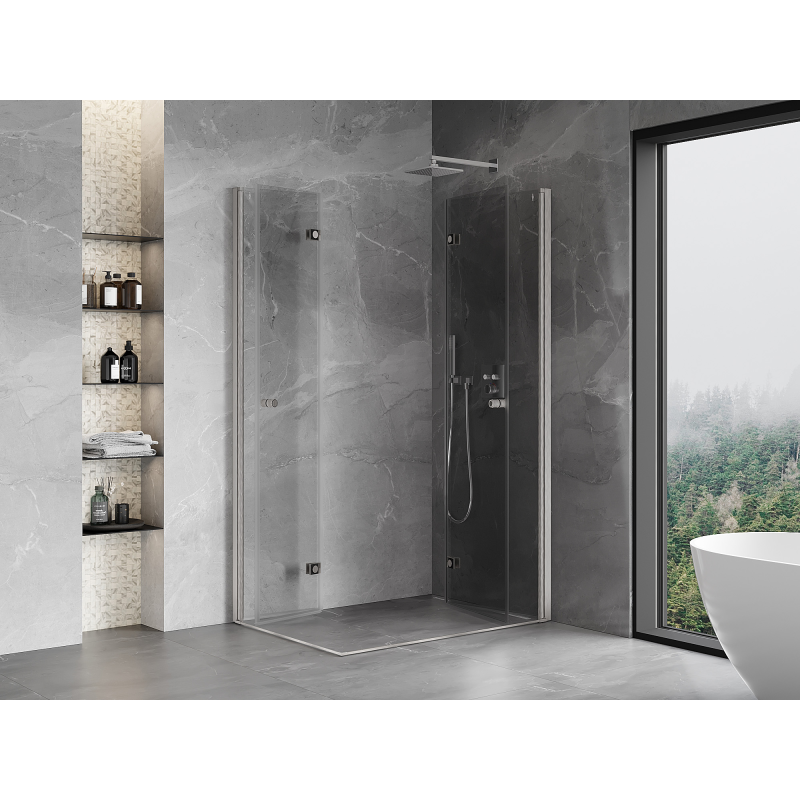 Mexen Mist-F Duo cabina de ducha plegable derecha 85 x 120 cm, transparente, níquel cepillado - 8A6-085L-120P-97-00
