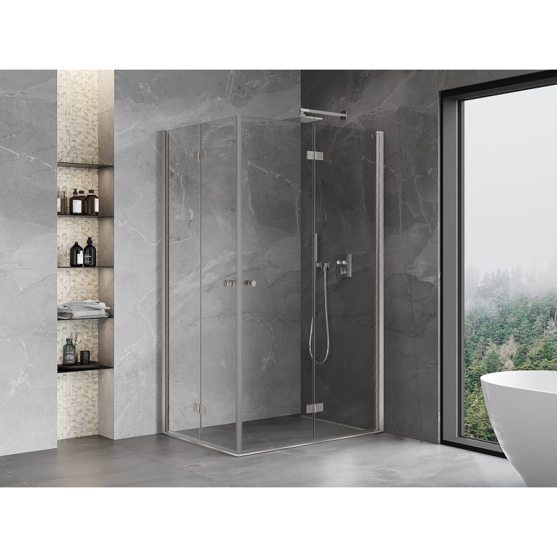 Mexen Mist-F Duo duschkabin vikbar höger 85 x 120 cm, transparent, borstad nickel - 8A6-085L-120P-97-00