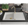 Mexen Leo 1-Bowl Granite Kitchen Sink with Drainer and Telma Faucet, White - 6501-20-670200-50