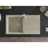 Mexen Leo évier en granit 1 bac avec égouttoir et robinet de cuisine Telma, beige - 6501-69-670200-69