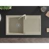 Mexen Leo granite kitchen sink 1-bowl with drainer and Telma kitchen faucet, beige - 6501-69-670200-69