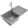 Mexen Leo fregadero de granito de 1 cubeta con escurridor y grifo de cocina Telma, gris - 6501-71-670200-00