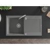 Mexen Leo fregadero de granito de 1 seno con escurridor y grifo de cocina Telma, gris - 6501-71-670200-00