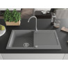 Mexen Leo 1-bowl granite sink with drainer and Telma kitchen faucet, gray - 6501-71-670200-71