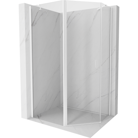 Mexen Mist cabine de douche pentagonale asymétrique pivotante 100 x 80 cm, transparente, blanche - 8A8-100-080-20-00
