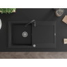 Mexen Leo Granitspüle, 1-beckig, mit Abtropffläche und Küchenarmatur Telma, schwarz/silber metallisch - 6501-73-670200-70