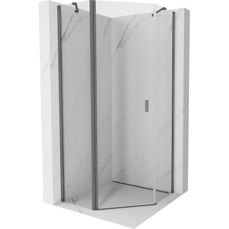 Mexen Mist cabina de ducha pentagonal abatible de 90 x 90 cm, transparente, gris pistola cepillado - 8A8-090-090-66-00