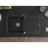 Mexen Leo granitische spoelbak met 1 kom en afdruiprek met keukenmengkraan Telma, zwart/goud metallic - 6501-75-670200-70