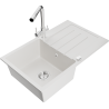 Mexen Bruno Fregadero de granito de 1 cubeta con escurridor y grifo de cocina Duero, blanco - 6513-20-671600-00