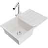 Mexen Bruno fregadero de granito de 1 seno con escurridor y grifo de cocina Duero, blanco - 6513-20-671600-00