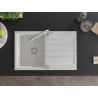 Mexen Bruno Fregadero de granito de 1 cubeta con escurridor y grifo de cocina Duero, blanco - 6513-20-671600-00