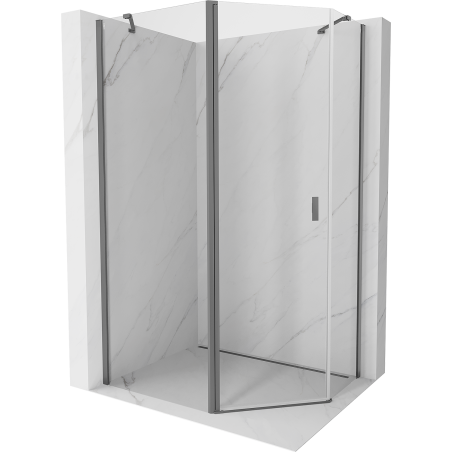 Mexen Mist cabina de ducha pentagonal asimétrica abatible 100 x 90 cm, transparente, metal de cañón - 8A8-100-090-95-00