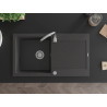 Mexen Leo granite sink 1-bowl with drainer and kitchen faucet Telma, speckled black - 6501-76-670200-00