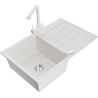 Mexen Bruno fregadero de granito de 1 seno con escurridor y grifo de cocina Duero, blanco - 6513-20-671600-20