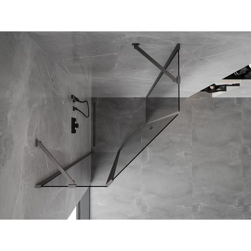 Mexen Mist pieckārtīga dušas kabīne ar veramām durvīm 100 x 100 cm, caurspīdīga, šaujampulvera metāls